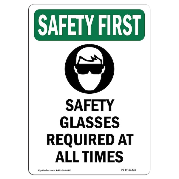 OSHA, Glasses Required, 5in X 3.5in, 10PK, 3.5" W, 5" H, Portrait, PK10, OS-SF-D-35-V-11321-10PK